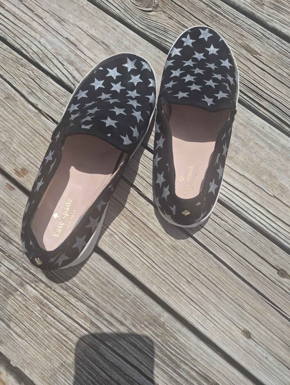 Kate Spade Black And Silver Star Canvas Sneakers 9.5